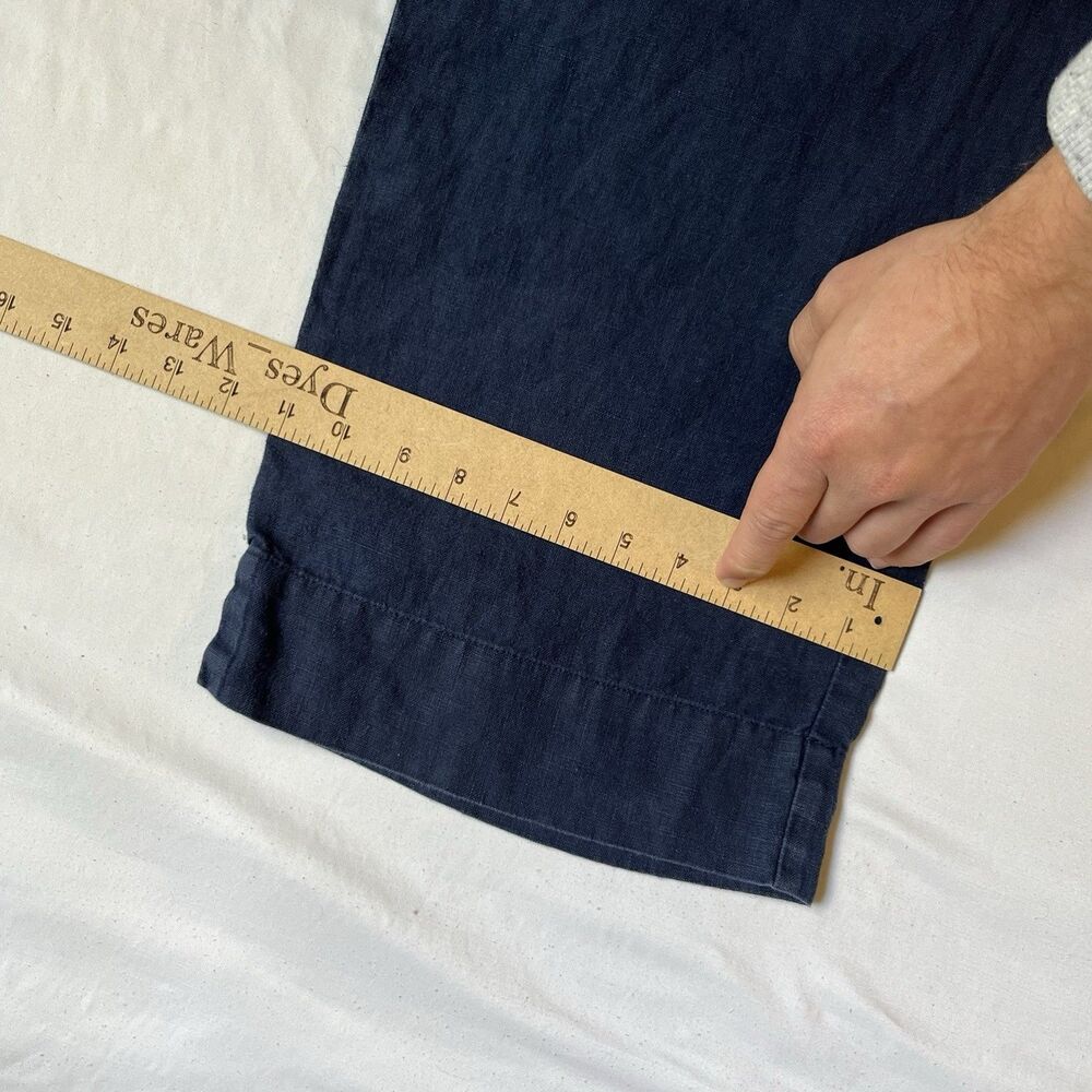 J.Jill Love Linen Navy Blue Wide Leg Elastic Waist Pants Women Large L Missy - Picture 8 of 12